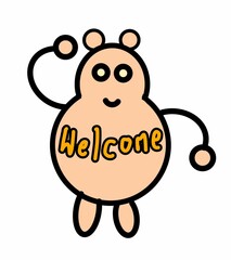 cartoon image translucent print welcome