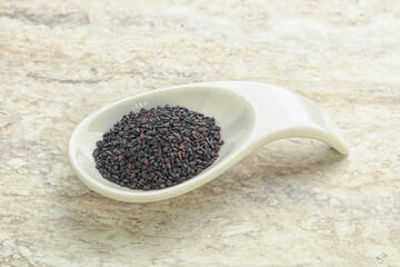 Black sesame seeds in the bowl
