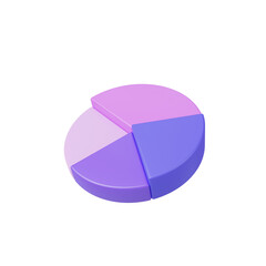 3d pie chart isolated.3D donut chart icon on purple background.business and finance.Pie chart.Empty copy space.Circle graph growth diagram symbol concept.3d render,illustration.
