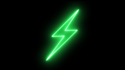 Neon lightning, thunder and electricity. bolt neon sign.