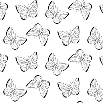 Kids seamless pattern with butterflies. vector illustration. Butterfly print in doodle style. Cute pattern with insects.