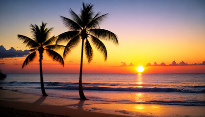Fototapeta na wymiar sunset over the beach