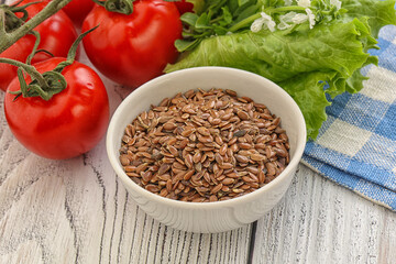 Dry Raw flax seed in the bowl