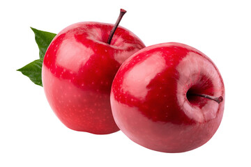 Red apple whole pieces isolated on a transparent background.