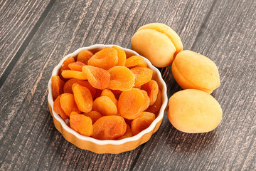 Dried apricot heap in the bowl