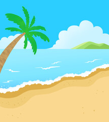 Fototapeta na wymiar summer beach landscape illustration