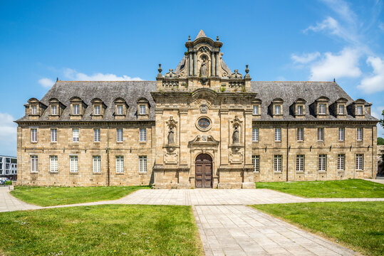 View at the Building of Town hall in the streets of town Guingamp - France