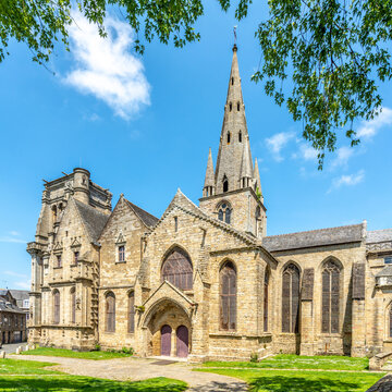 View at the Basilica of Our Lady (Notre Dame) in the streets of Guingamp - France