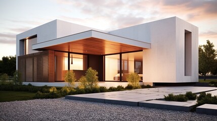 Fototapeta na wymiar A modern house exterior in minimal style,Ganerative AI.