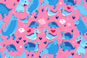 Motif sans couture avec dinosaure sur fond coloré. Illustration vectorielle pour impression sur tissu, carte postale, papier d'emballage, produits cadeaux, papier peint, vêtements. Fond de bébé mignon