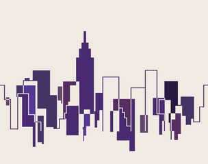 Fototapeta premium Silhouette cityscape illustration background. NYC City. NY.