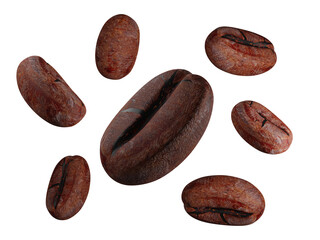 Group of Coffee beans 3D rendering isolated on white background . Clipping path.