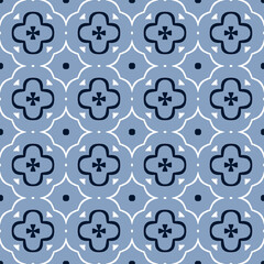 Blue seamless pattern, digital paper tiles. Morrocan, azulejos, mediterranean, portuguese pattern tiles.