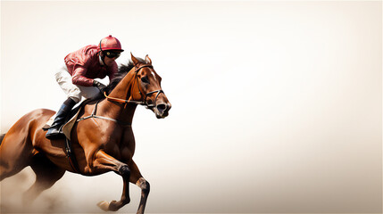 Horse Racing illustration. Sports, Horse racers. Ai generative.