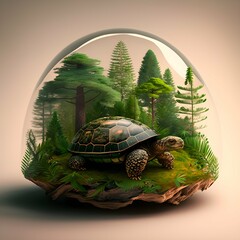 coniferous forest on a tortoises shell 