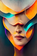abstract futuristic abstract face 3d graphic design portrait curves smooth shapes 8k highly detailed hdr long exposure beautiful light photorealistic 