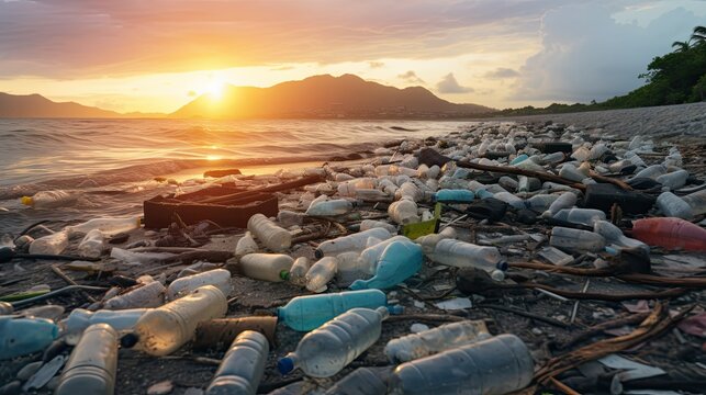 stranded plastic garbage