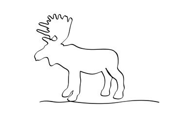 simple vector hand draw sketch moose or big deer, isolated on white