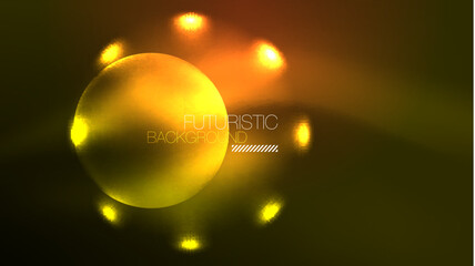 Neon glowing circles, magic energy space light concept, abstract background wallpaper design