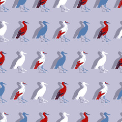 Naklejka premium Abstract Retro Stork Bird Art Vector Seamless Patternblacnk600px