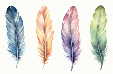 Watercolor bird feathers. Generative ai