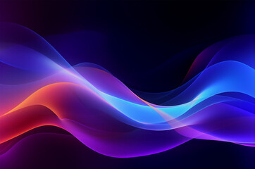 Obraz premium Abstract neon background waves black background. Generative ai