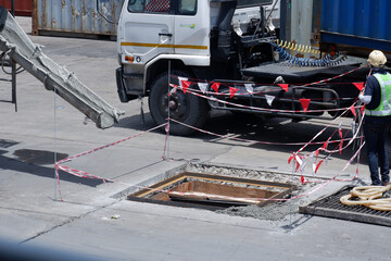 repairing the road construction corner