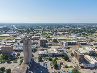 Aerial shot of downtown Waco, Texas.