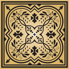 Vector gold square classic european national ornament. Ethnic pattern of the Romanesque peoples. Tiles of ancient greece, roman empire