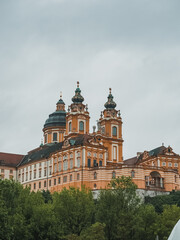 Fototapeta na wymiar Melk Abbey general view. A Benedictine abbey above the town in Austria