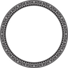 Vector black monochrome frame, border, Chinese ornament. Patterned circle, ring of the peoples of East Asia, Korea, Malaysia, Japan, Singapore, Thailand..
