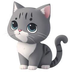 Gray cats 3D, tiny, Cute kittens, and transparent backgrounds,