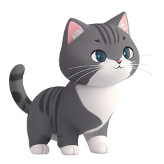 Fototapeta na wymiar Gray cats 3D, tiny, Cute kittens, and transparent backgrounds,