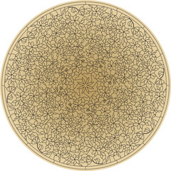 Vector round golden classic ornament. A circle with a black pattern. Ceiling decoration, ancient Rome, Greece.