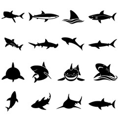 Shark icon vector set. sea ​​life illustration sign collection. fish symbol or logo.
