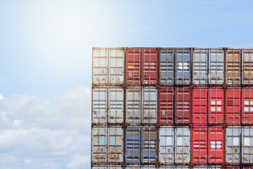Marine and carrier insurance concept. Cargo container yard. cargo shipping container box in...