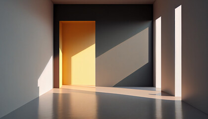 Obraz premium Empty decoration room with sun shining light or warm shining light 