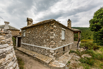 Fototapeta na wymiar Village stone house architecture, Thasos island, Greece, perfect holiday and vacation destination, Europe