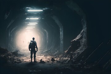 a large underground environment post apocalyptical technology enhanced outrage in the metaverse hazy hyperrealistic intricate detail atmospheric epic scene 35mm canon photography extreme detail 