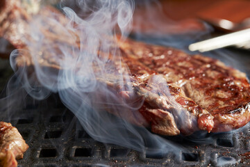 grilled meat on the grill	