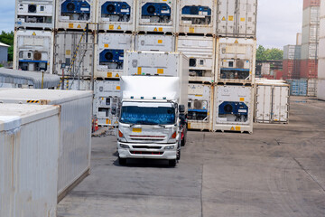 trucks in refrigerated container areas