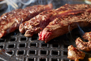 grilled meat on the grill	