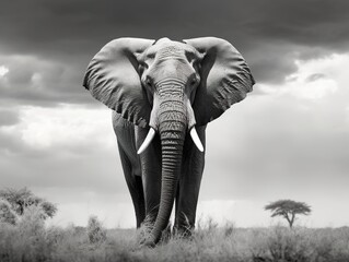 Black and white photo of an Elephant (Generative AI)