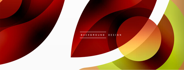 Abstract background with color geometric shapes. Beautiful minimal backdrop with round shapes circles and lines. Geometrical design. Vector illustration