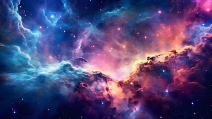 Obraz na płótnie Canvas space galaxy realistic illustration. Colorful nebula background created with Generative AI 