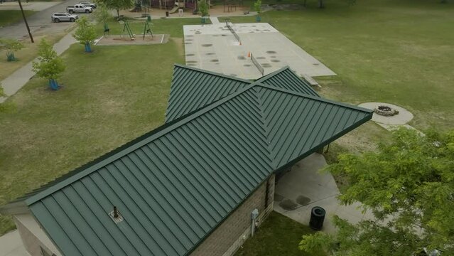 Aerial view of recently installed Pickleball courts at a local park.