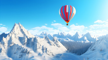 hot air balloon over the mountains created with Generative AI 