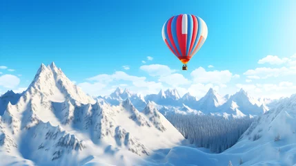 Deurstickers hot air balloon over the mountains created with Generative AI  © kimly