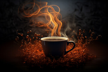 Coffee drinking ritual, bean roasting, a drink made from roasted and ground bush, Exquisite drink, energizer, creative, morning breakfast, enjoyment and sophistication, Invigorating tart beverage.