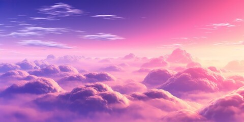 Fototapeta premium AI Generated. AI Generative. Nature outdoor air sky purple pink clouds. Adventure love romantic fly wild vibe. Graphic Art